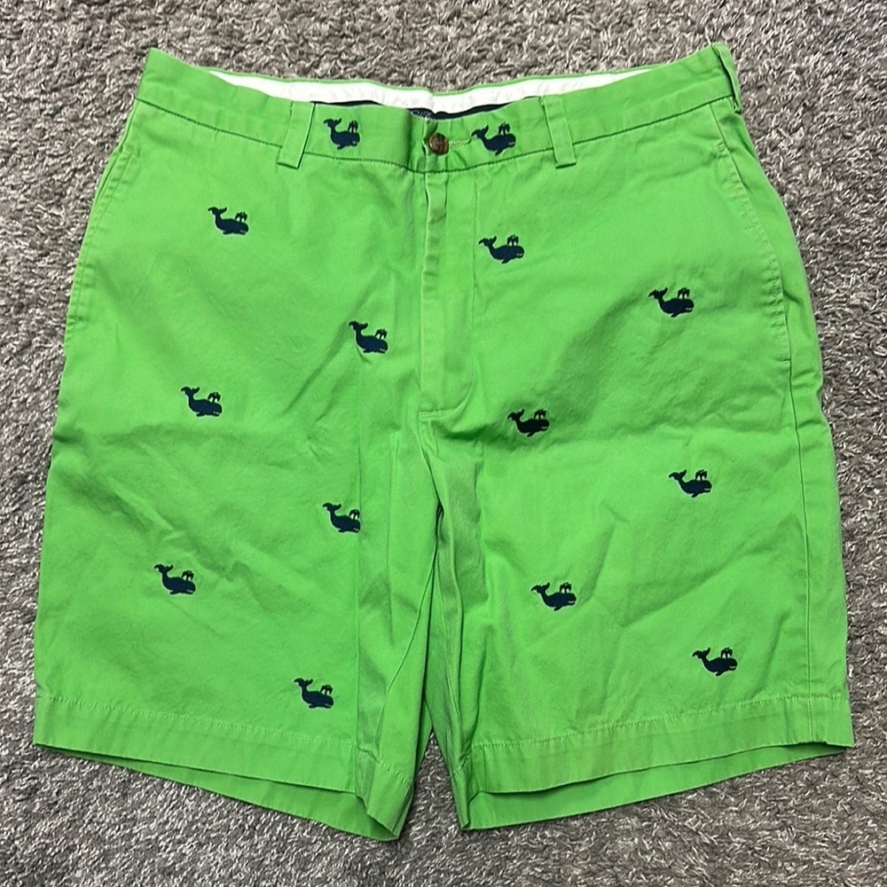 Brooks Brothers Shorts Men 34 Green Embroidered Whale Chino